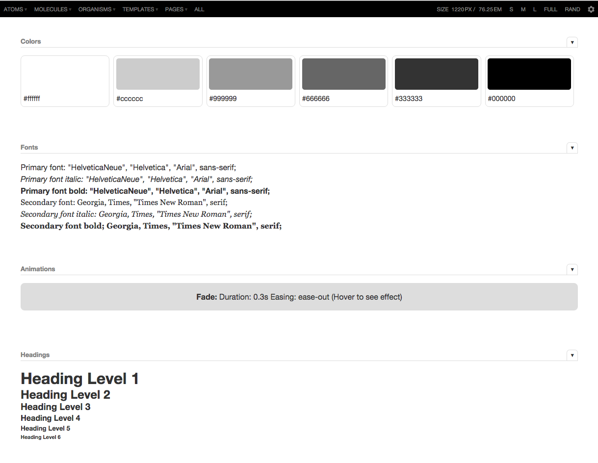 One default Pattern Lab dashboard. What it lacks in good looks, it makes up for in utility.