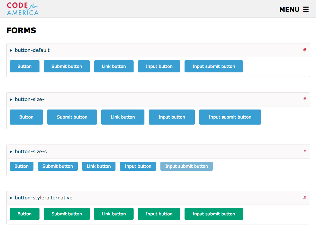 Code for America’s pattern library