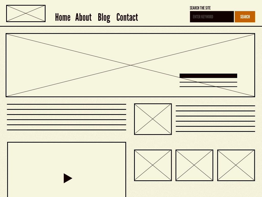 The homepage template consists of organisms and molecules applied to a layout.